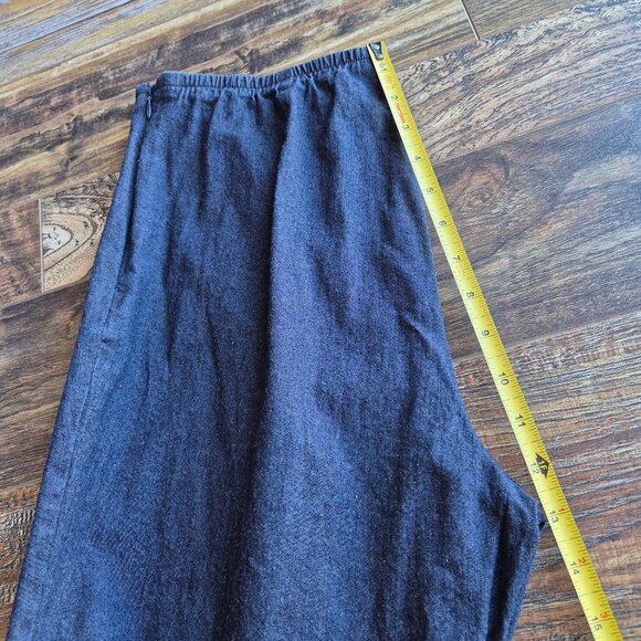 Vintage EILEEN FISHER Cotton Blend Blue Chambray Ankle Pants Elastic-Waist Zip - Picture 10 of 10